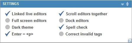 editor settings preferences