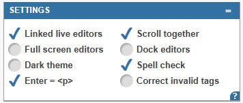 editor settings preferences