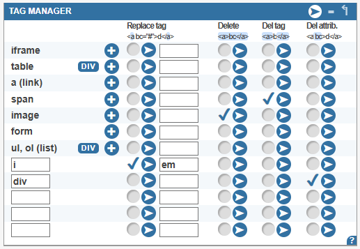 html tag manager